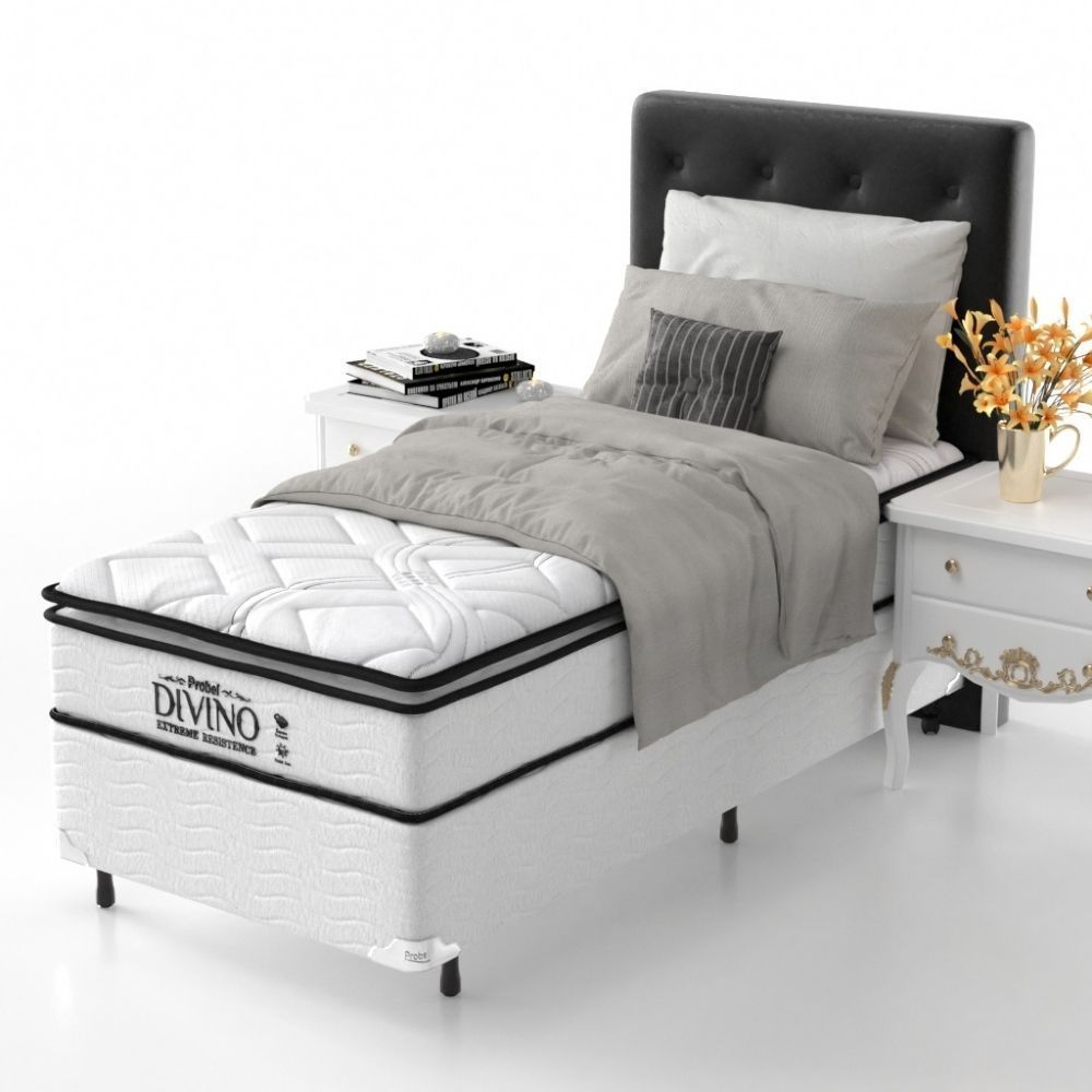Colchão Solteiro Espuma AD Resistence Premium Probel 28cm Branco/Preto - Imagem 2