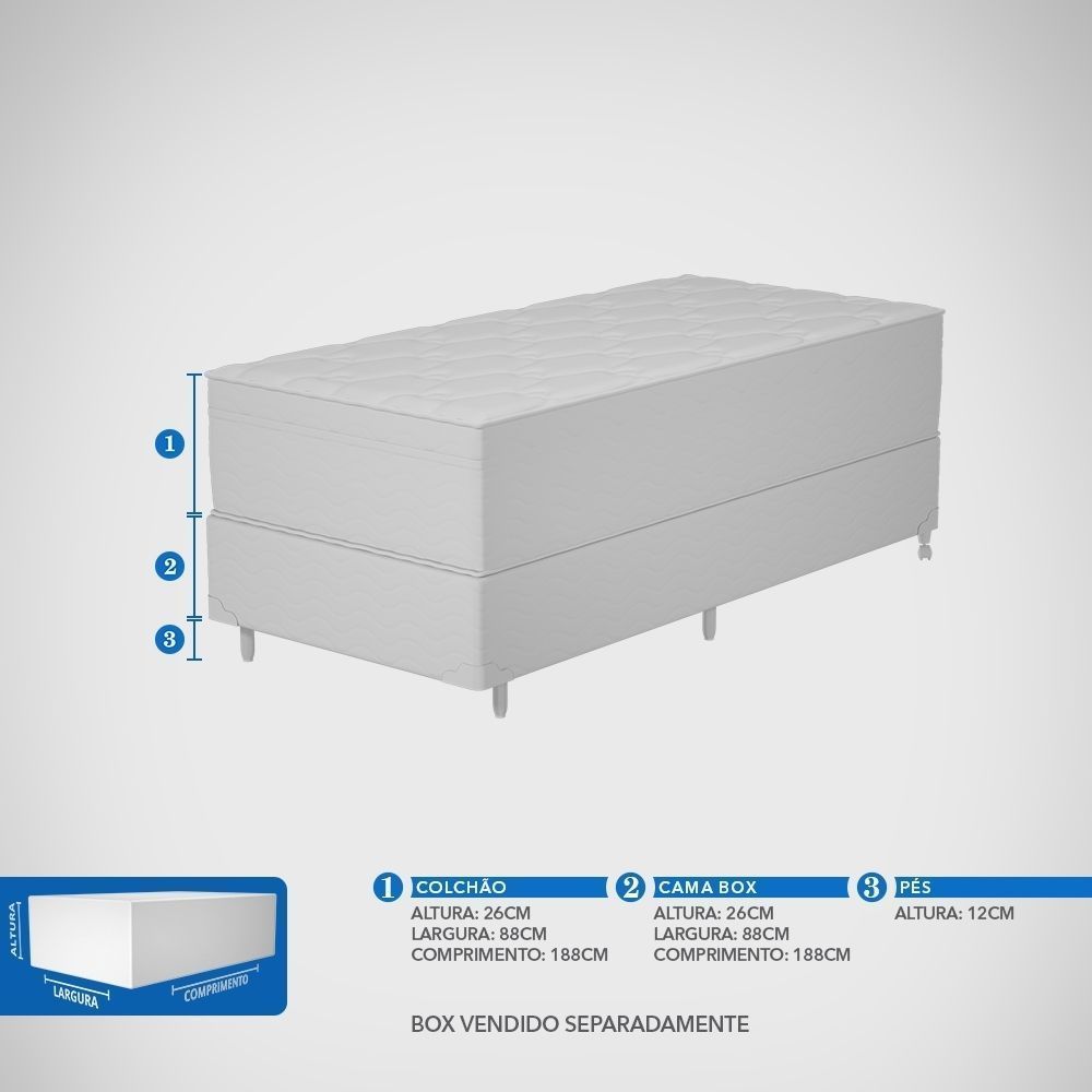 Colchão Solteiro Espuma D33 Extra Firme Probel 26cm Branco/Bege - Imagem 6