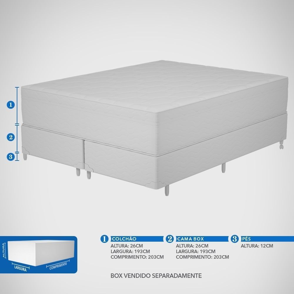 Colchão King Espuma D33 Extra Firme Probel 26cm Branco/Bege - Imagem 6