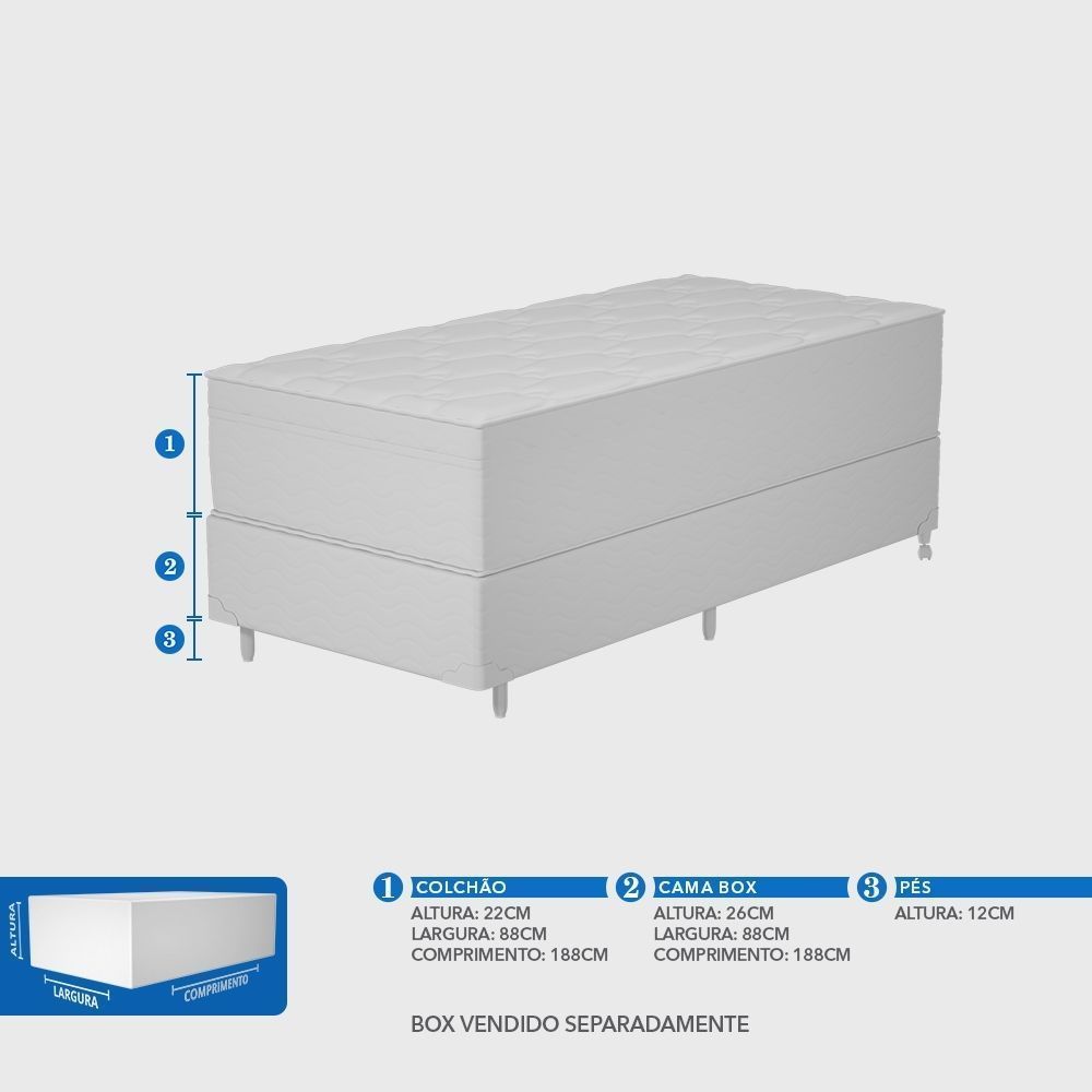 Colchão Solteiro Espuma D33 Extra Firme Probel 22cm Branco/Bege - Imagem 6