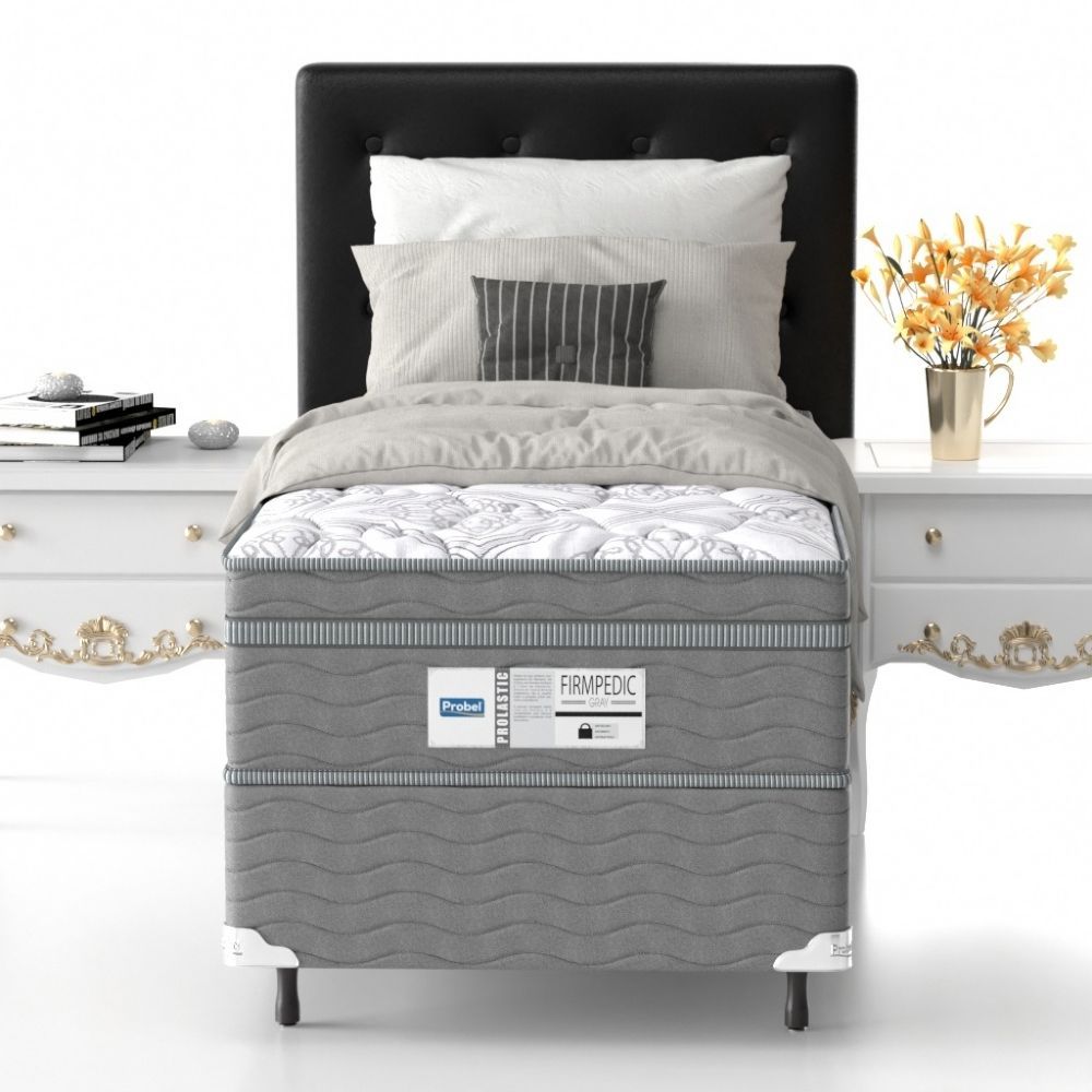 Conjunto Box Solteiro Mola Probel Firmpedic Gray - Imagem 3