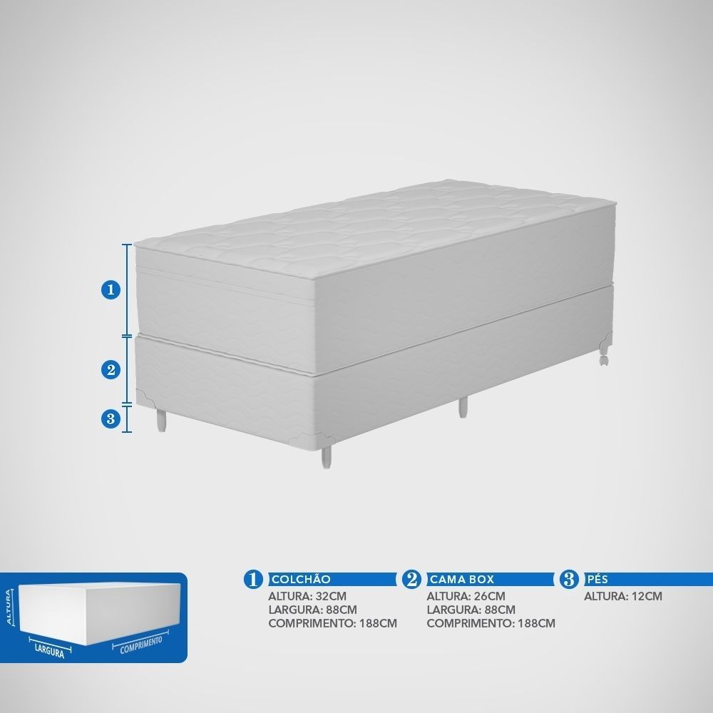 Conjunto Box Solteiro Mola Probel Firmpedic Gray - Imagem 9