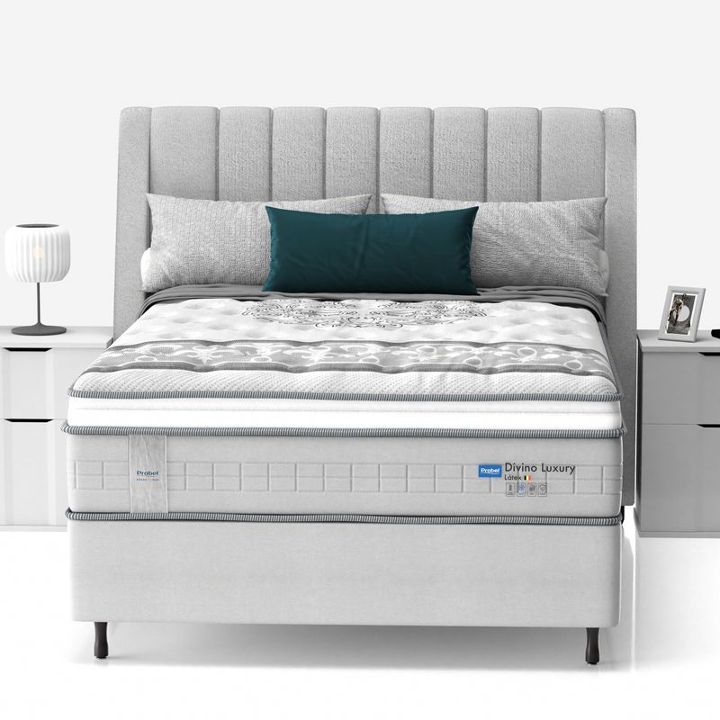 Conjunto Box Casal Mola Ensacada Probel Divino Luxury Látex Pillow Europeu - Imagem 3