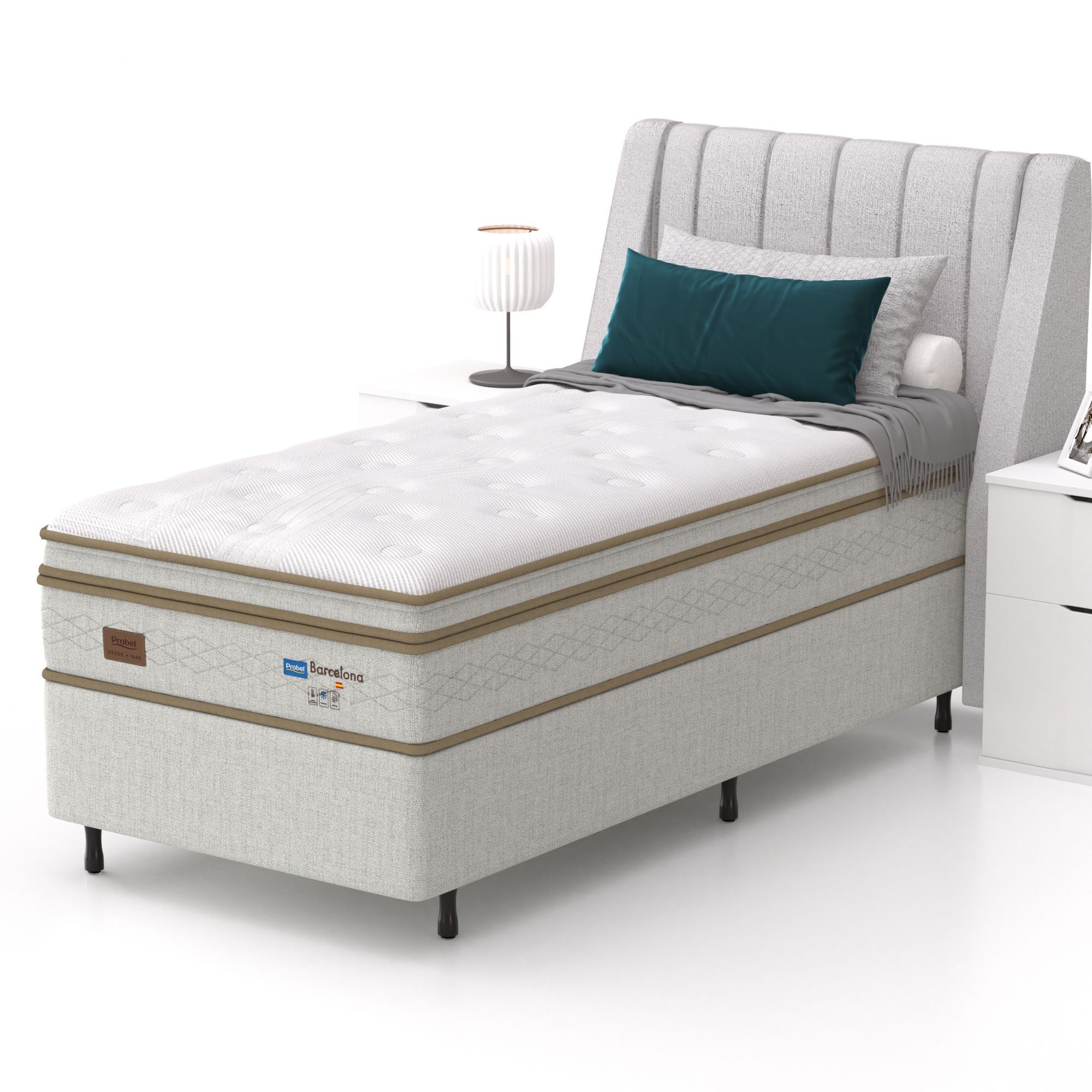 Conjunto Box Solteiro Mola Ensacada Probel Barcelona - Imagem 2