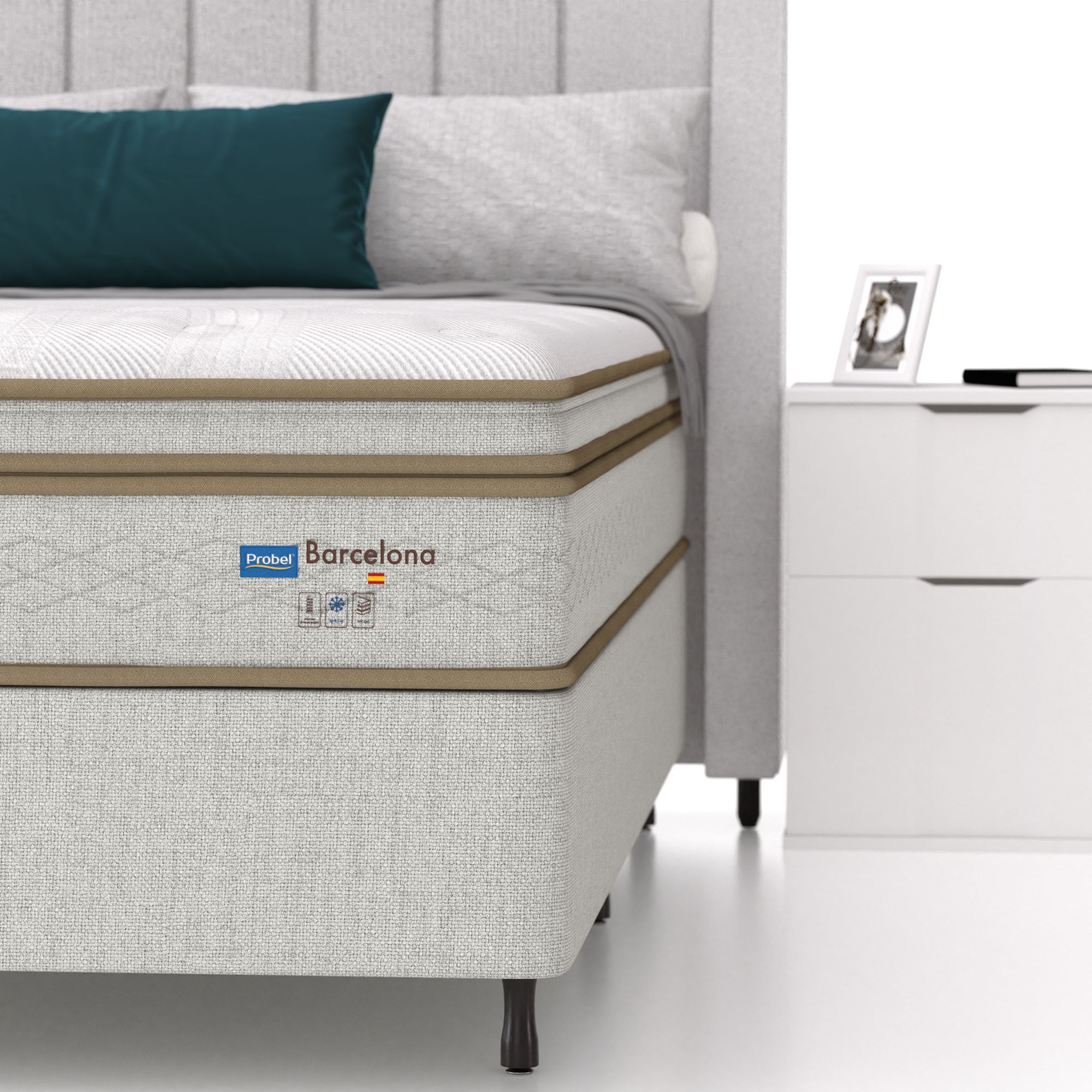 Conjunto Box Solteiro Mola Ensacada Probel Barcelona - Imagem 5