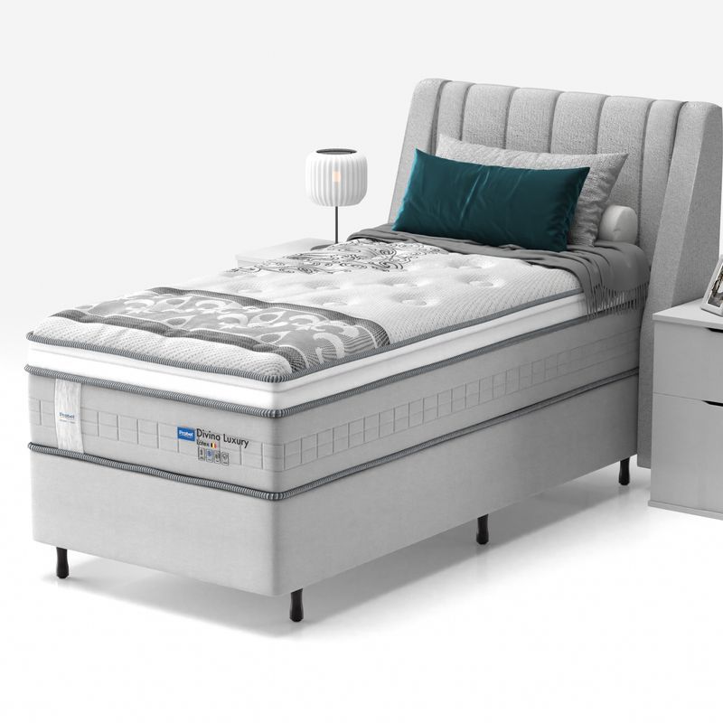 Conjunto Box Solteiro Mola Ensacada Probel Divino Luxury Látex Pillow Europeu - Imagem 2