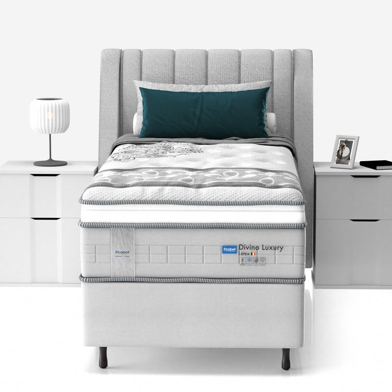 Conjunto Box Solteiro Mola Ensacada Probel Divino Luxury Látex Pillow Europeu - Imagem 3