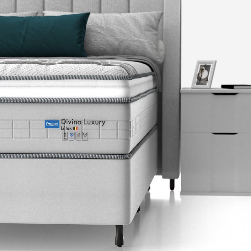 Conjunto Box Solteiro Mola Ensacada Probel Divino Luxury Látex Pillow Europeu - Imagem 5