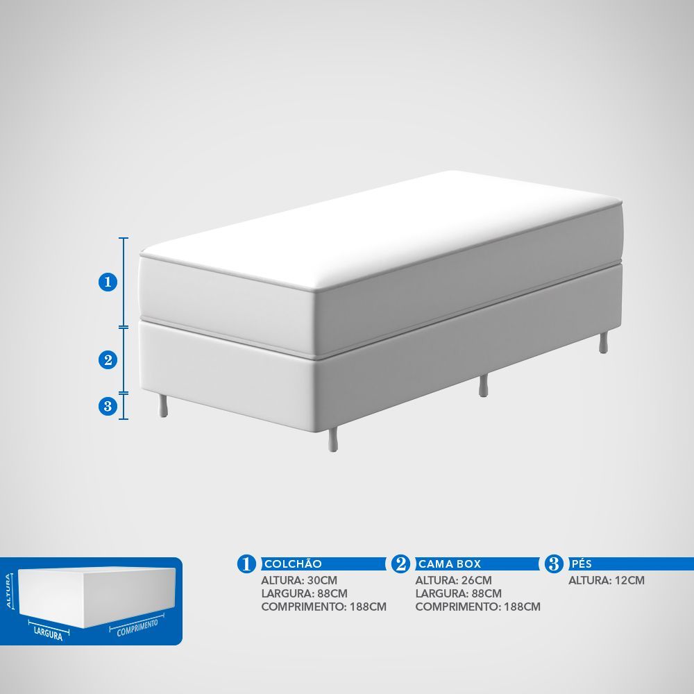 Conjunto Box Solteiro Mola Ensacada Probel Portugal (88x188x56cm) - Imagem 10