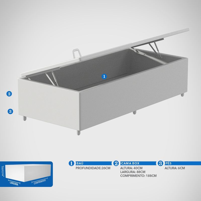 Box Baú Solteiro Probel Luxo Suede - Imagem 27