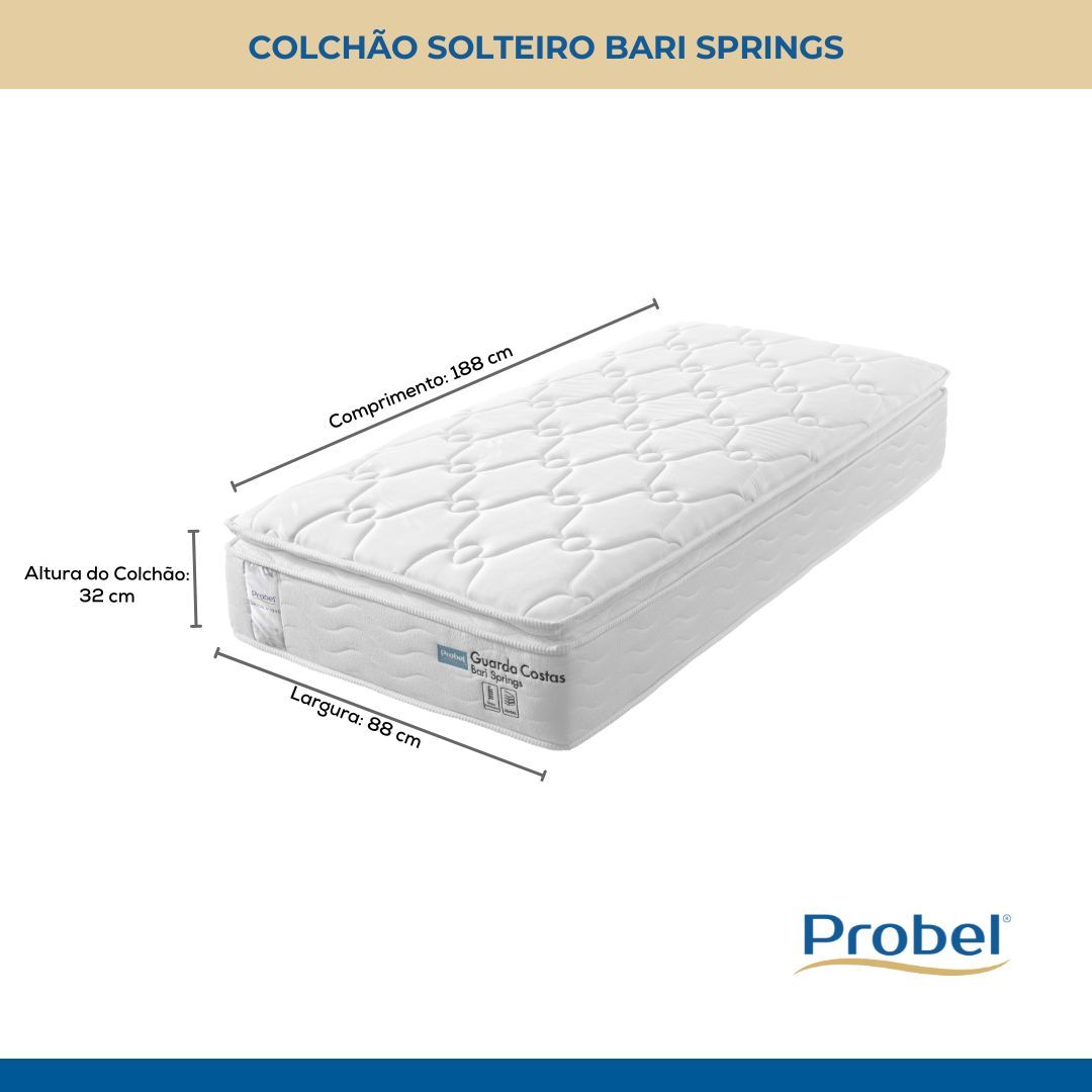 Colchão Solteiro Mola Ensacada Probel Bari (88x188x32cm) - Imagem 7