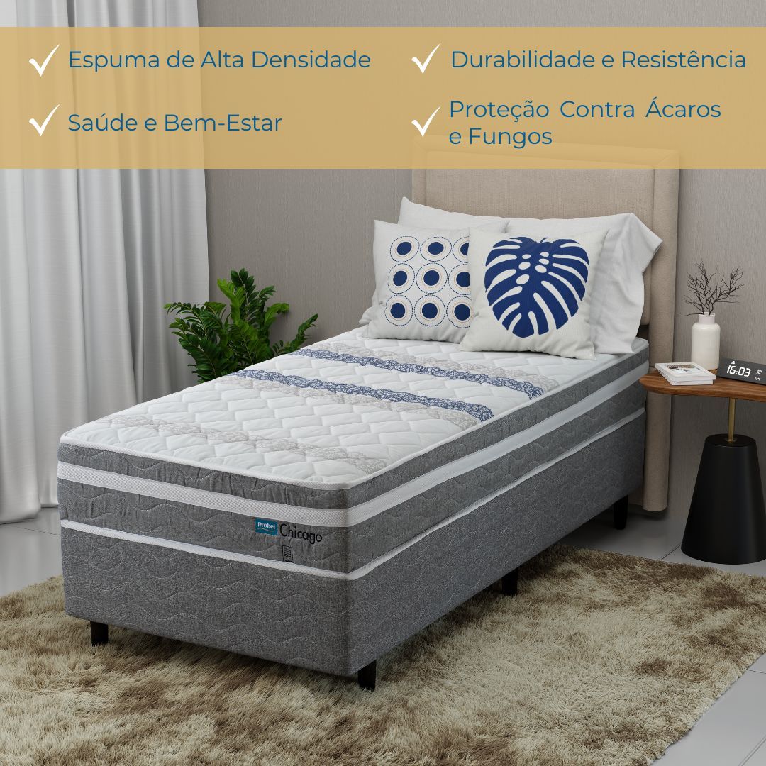 Conjunto Box Solteiro Mola Probel Chicago (88x188x50cm) - Imagem 4