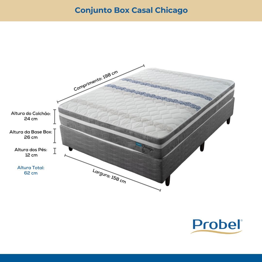 Conjunto Box Casal Mola Probel Chicago (138x188x50cm) - Imagem 7