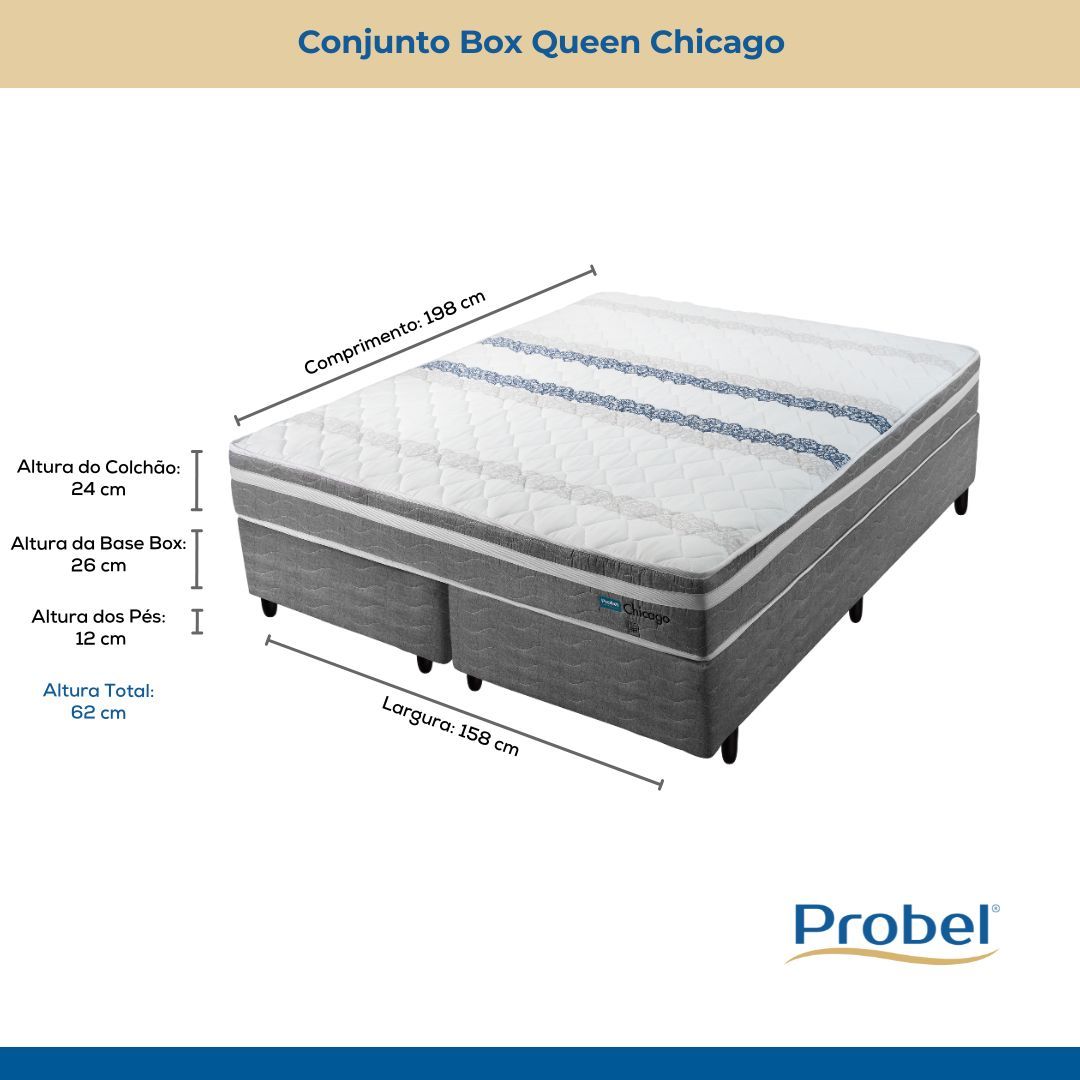 Conjunto Box Queen Mola Probel Chicago (158x198x50cm) - Imagem 7