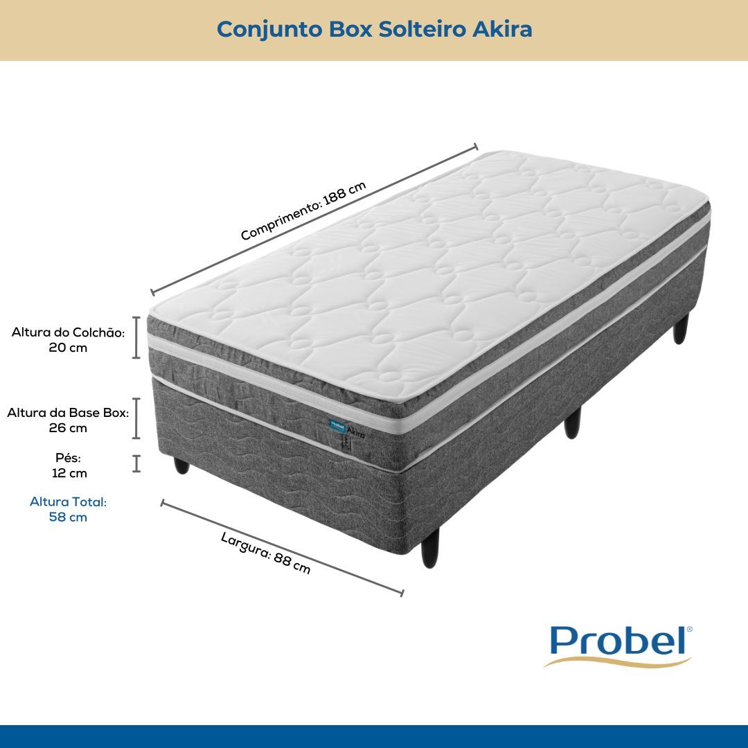 Conjunto Box Solteiro Mola Ensacada Probel Akira (88x188x46cm) - Imagem 7