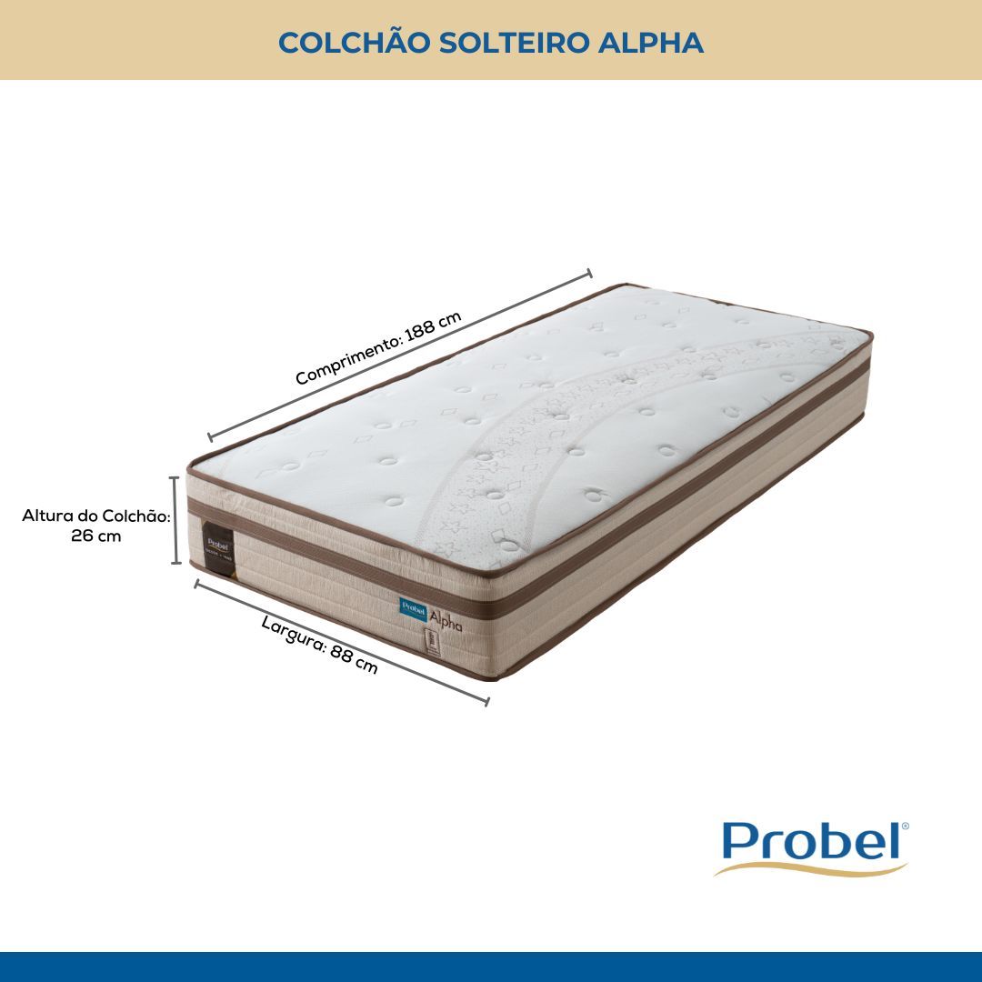 Colchão Solteiro Mola Ensacada Probel Alpha (88x188x26cm) - Imagem 7