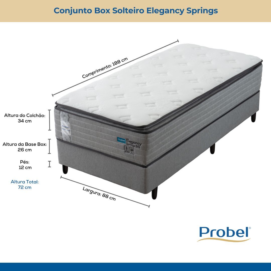 Conjunto Box Solteiro Mola Ensacada Probel Elegancy Springs (88x188x60cm) - Imagem 7