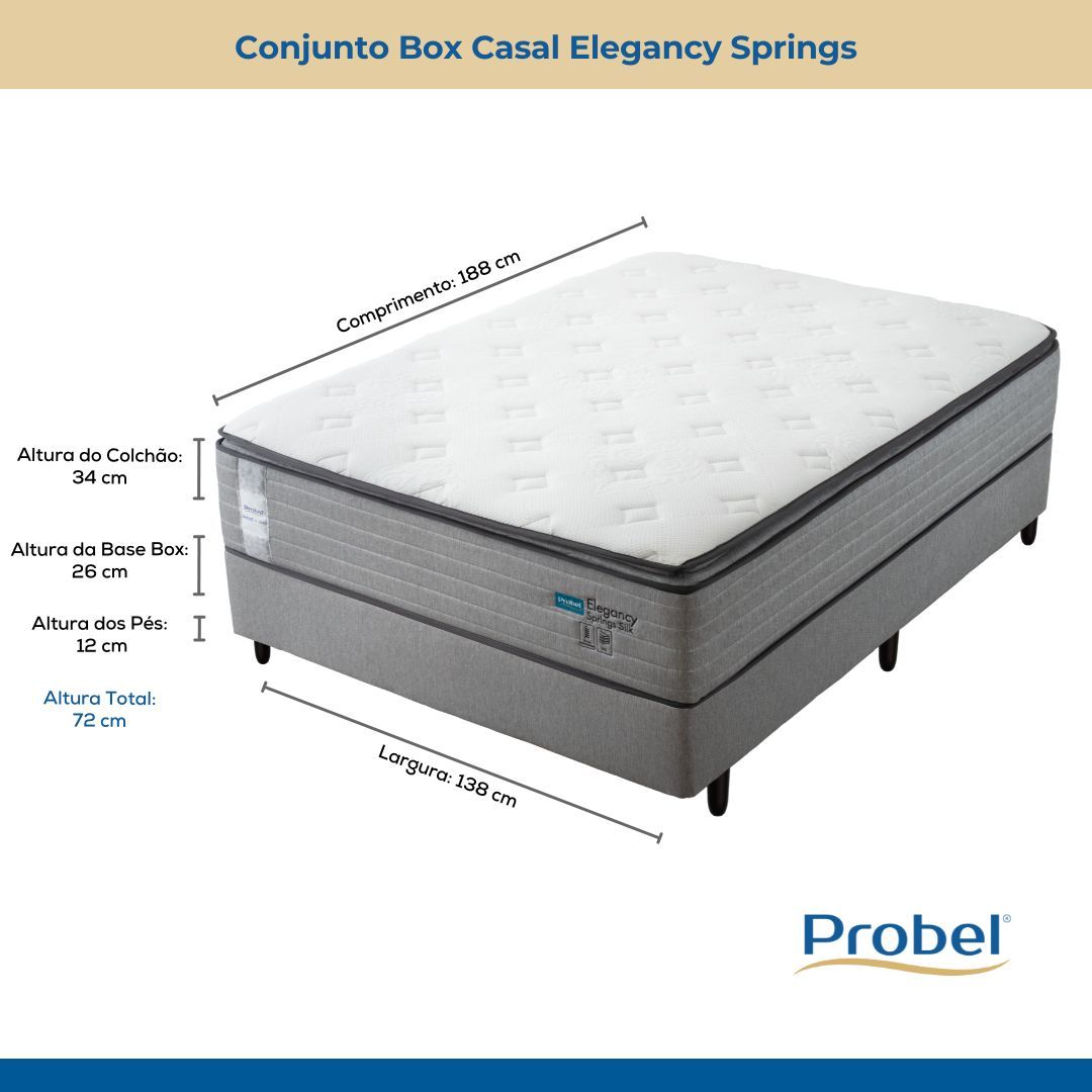 Conjunto Box Casal Mola Ensacada Probel Elegancy Springs (138x188x60cm) - Imagem 7