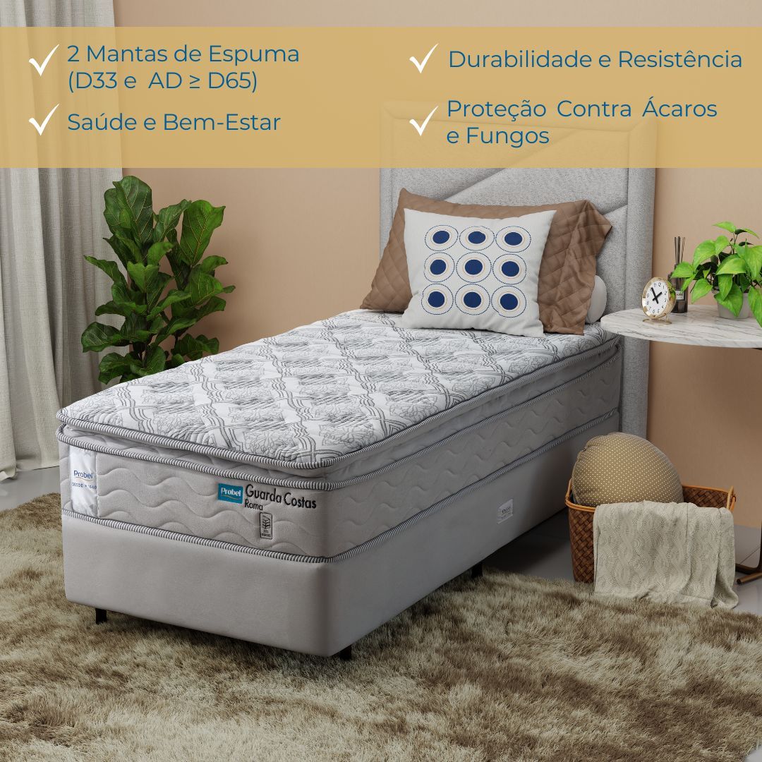 Conjunto Box Solteiro Mola Probel Roma (88x188x56cm) - Imagem 4