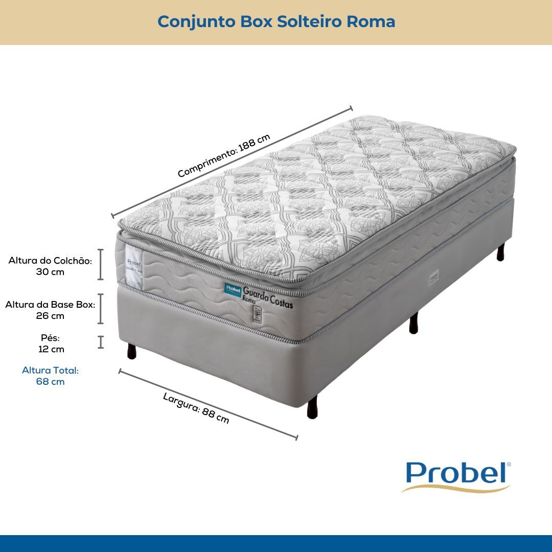 Conjunto Box Solteiro Mola Probel Roma (88x188x56cm) - Imagem 7