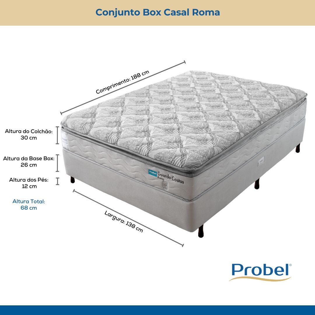 Conjunto Box Casal Mola Probel Roma (138x188x56cm) - Imagem 7