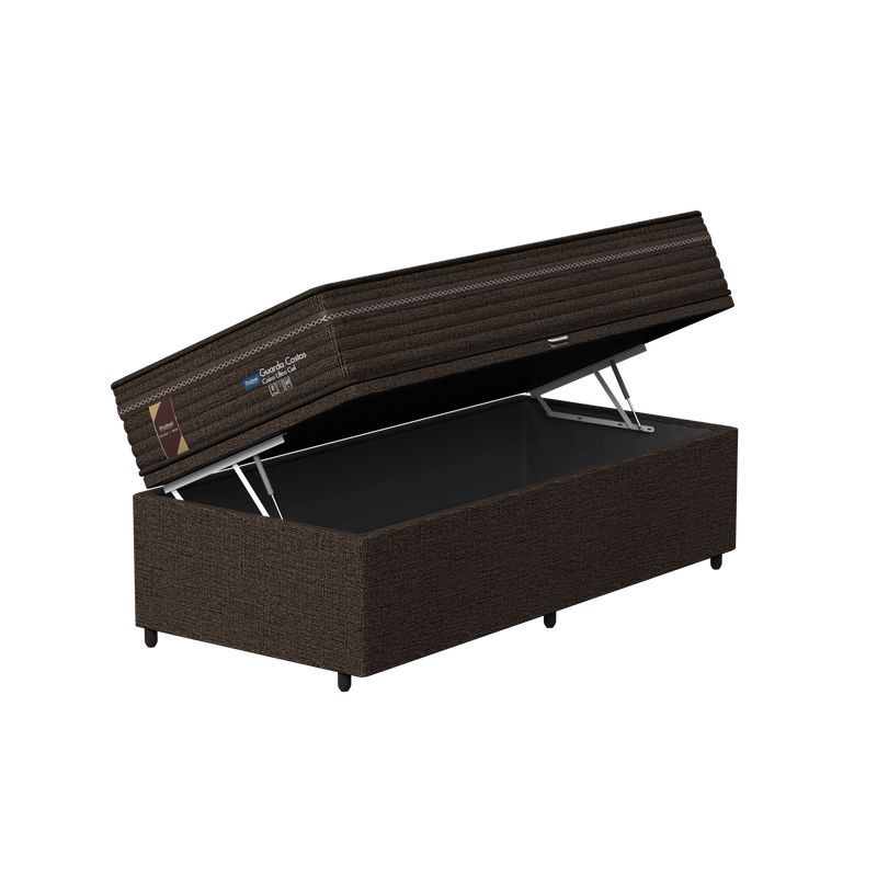 Kit Box Baú Solteiro + Colchão Mola Ensacada Probel Cairo Ultra Gel