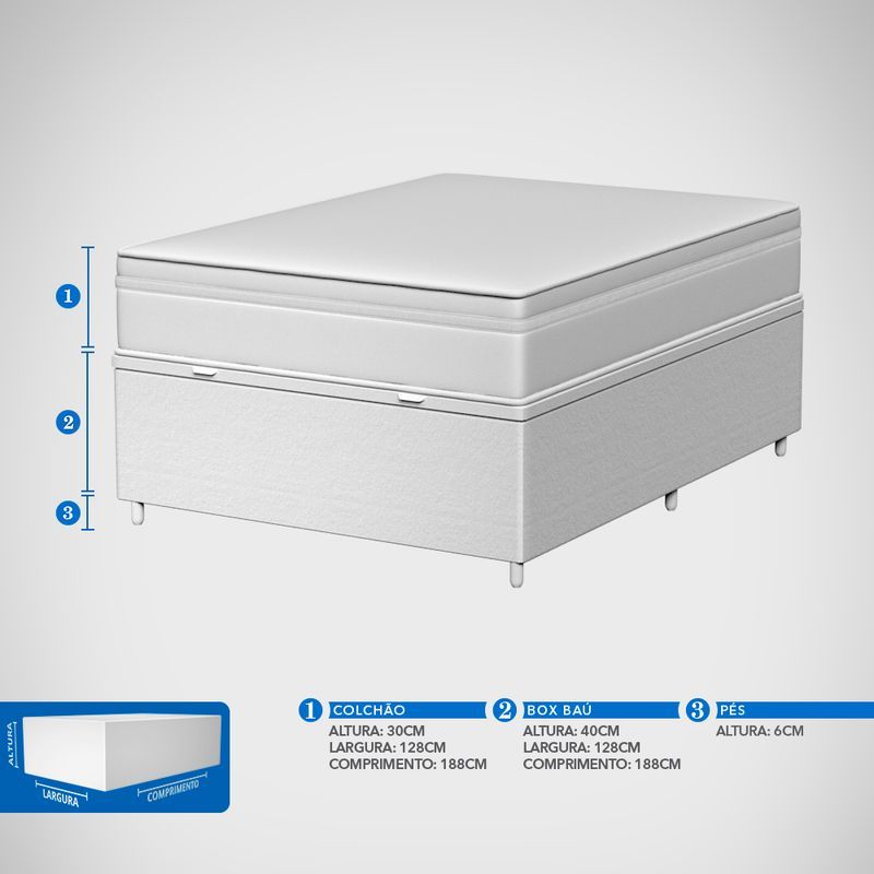 Kit Box Baú Viúva + Colchão Mola Ensacada Probel Excede Premium - Imagem 8