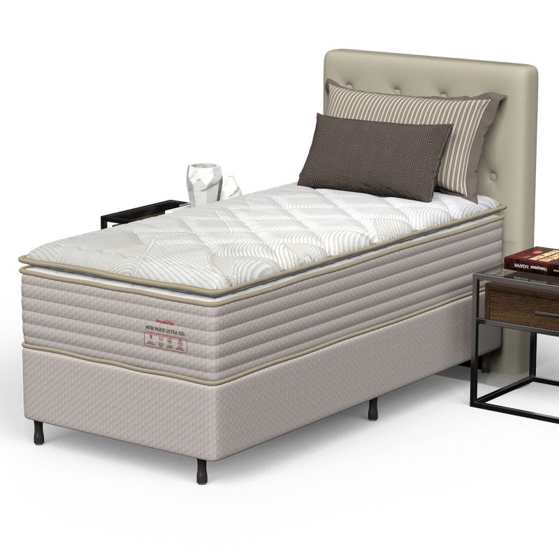 Conjunto Box Solteirão Mola Ensacada Prodormir New Paris Ultra Gel (100x200x62cm) - Imagem 2