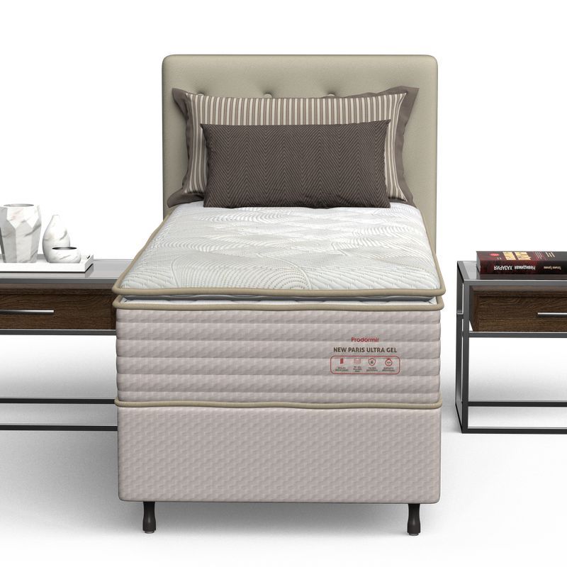 Conjunto Box Solteirão Mola Ensacada Prodormir New Paris Ultra Gel (100x200x62cm) - Imagem 3