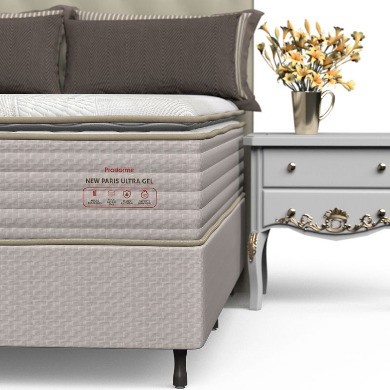 Conjunto Box Solteirão Mola Ensacada Prodormir New Paris Ultra Gel (100x200x62cm) - Imagem 6